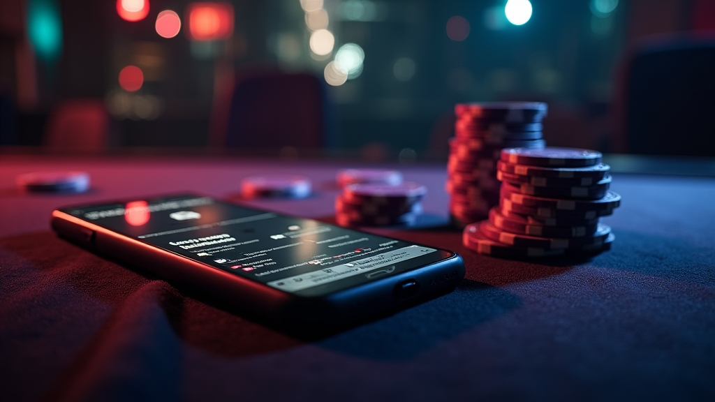 Smartphone mit deutschsprachiger App-Oberfläche im Casino-Ambiente